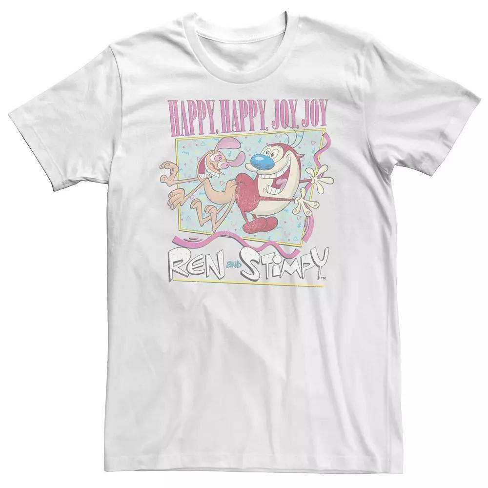 Big & Tall Nickelodeon Ren And Stimpy Happy Happy Joy Joy Retro Tee, Men's, Size: XXL Tall, White Product Image