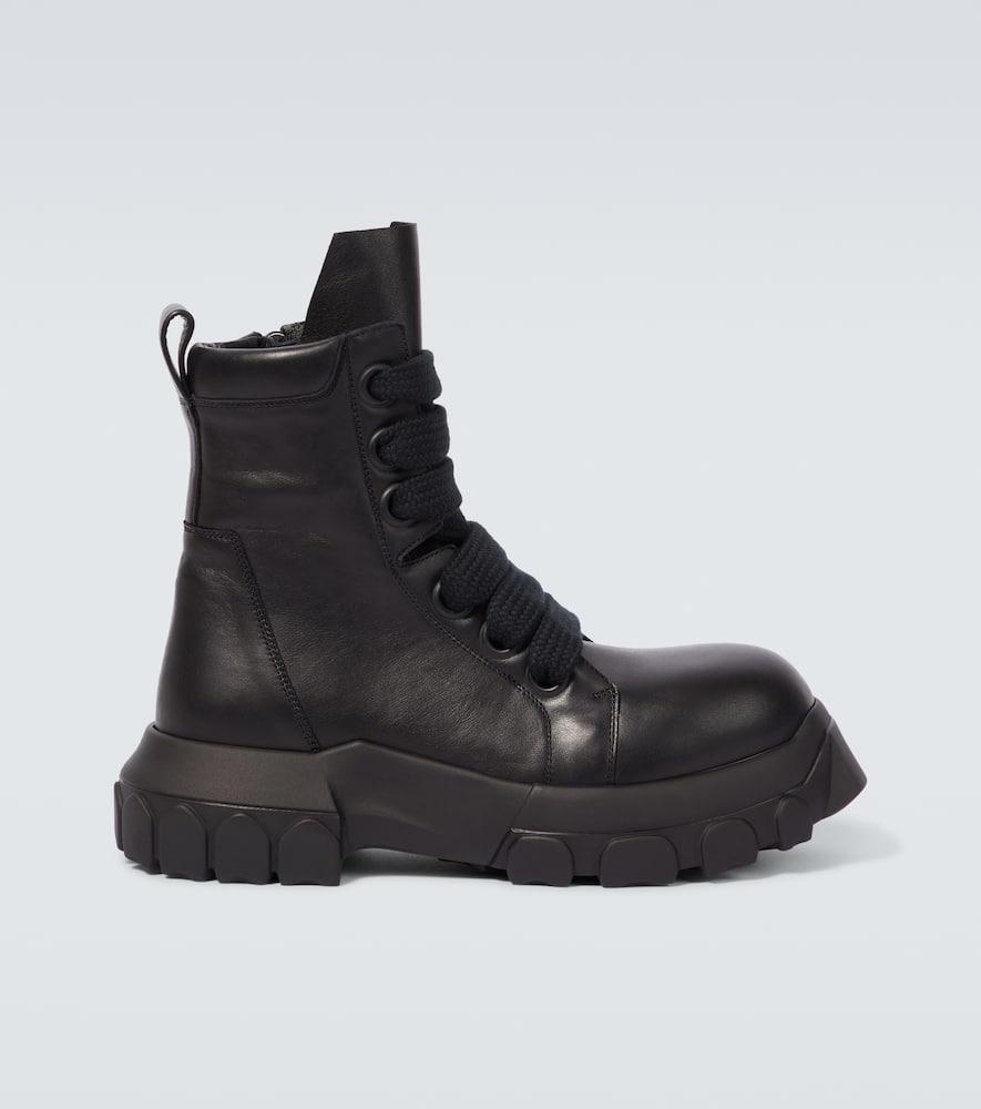 RICK OWENS Chunky Lace-up Leather Boots With Tractor Sole In Black Product Image