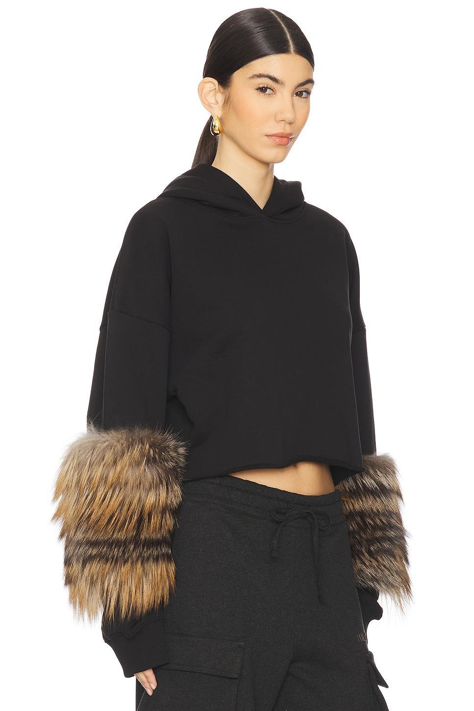 Cotton Cropped Fur Sweatshirt Product Image