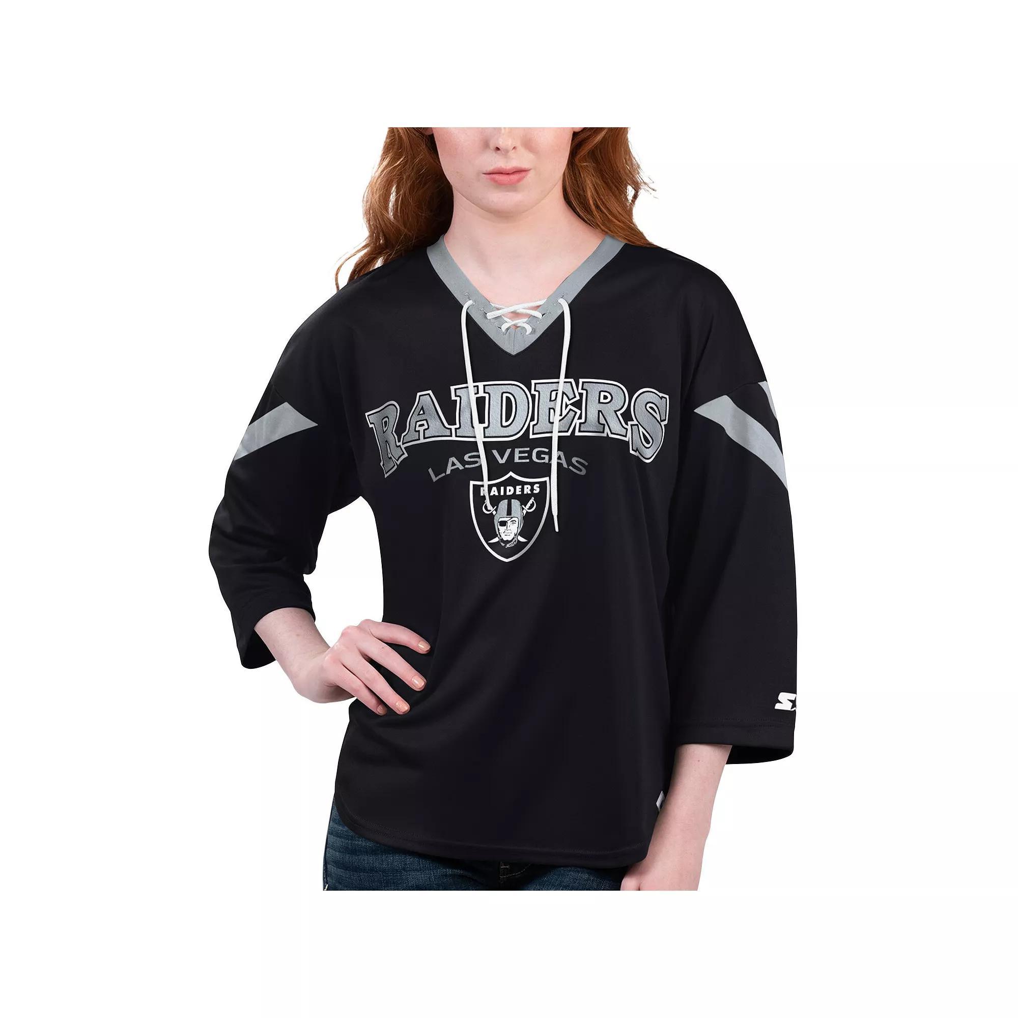 Women's Starter Purple Baltimore Ravens Rally Lace-Up 3/4 Sleeve T-Shirt,  Product Image