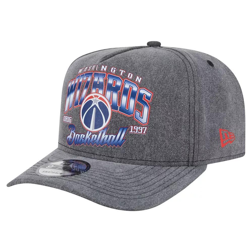 Men's New Era Charcoal Washington Wizards Throwback Washed Pre-Curved 9FIFTY Snapback Hat, Wiz Charco Product Image