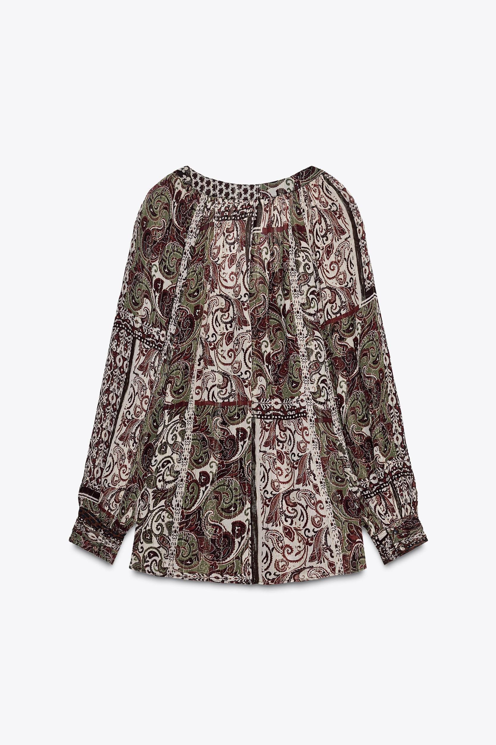 METALLIC THREAD PRINTED BEADED BLOUSE Product Image