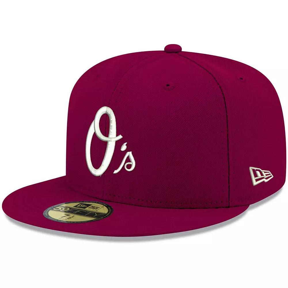 Men's New Era Cardinal Baltimore Orioles White Logo 59FIFTY Fitted Hat, Size: 7 5/8, Red Product Image
