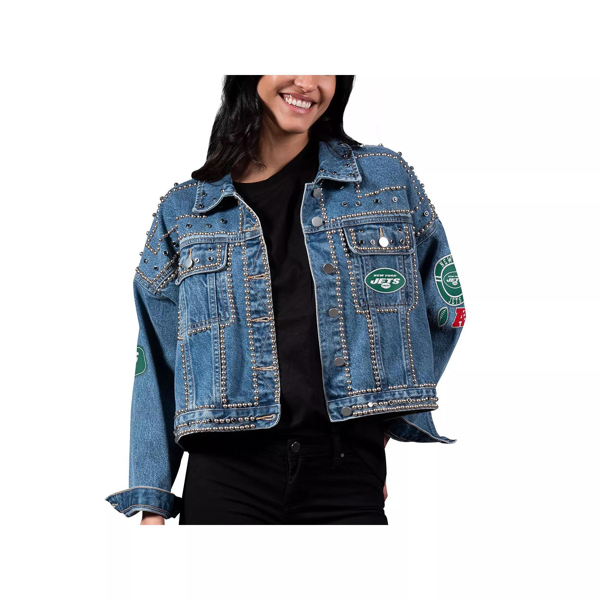 Women's G-III 4Her by Carl Banks New York Jets First Finish Medium Denim Full-Button Jacket, Size: 2XL, Blue Product Image