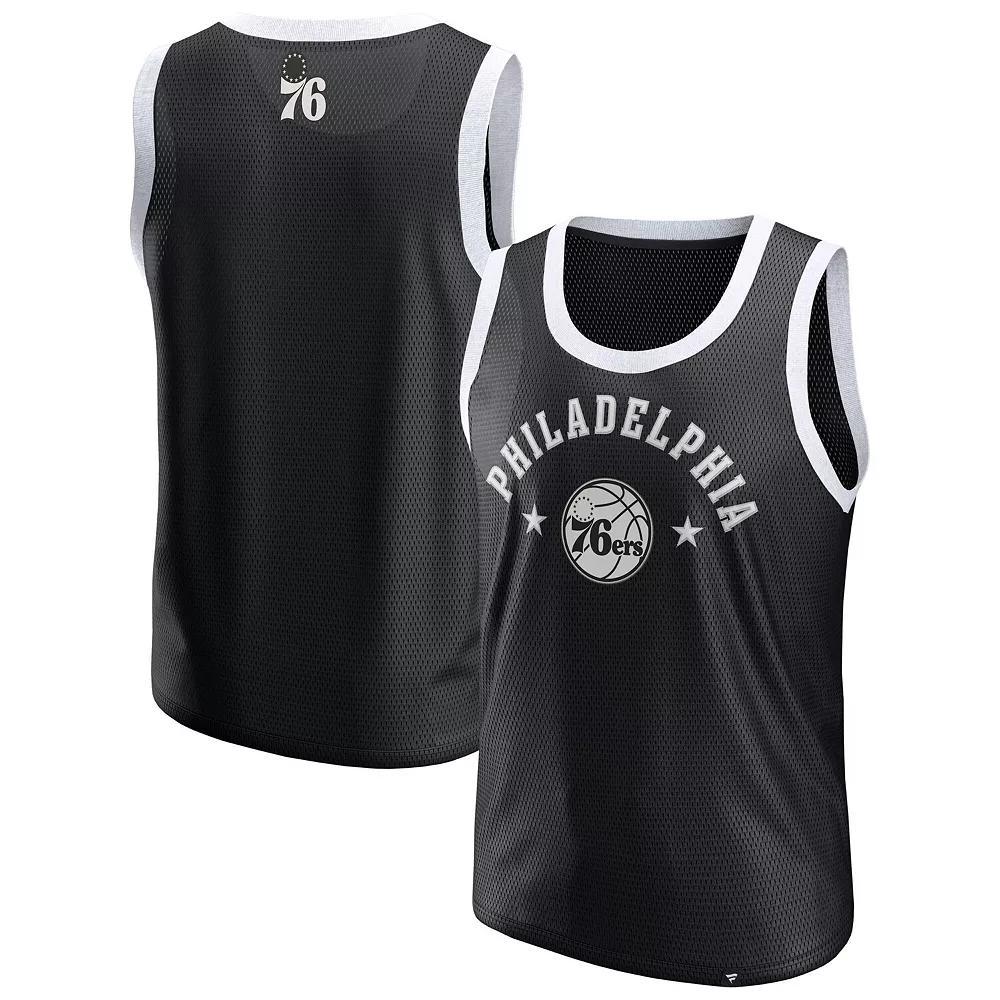 Men's Fanatics Black Philadelphia 76ers Mesh Tank Top,  Product Image