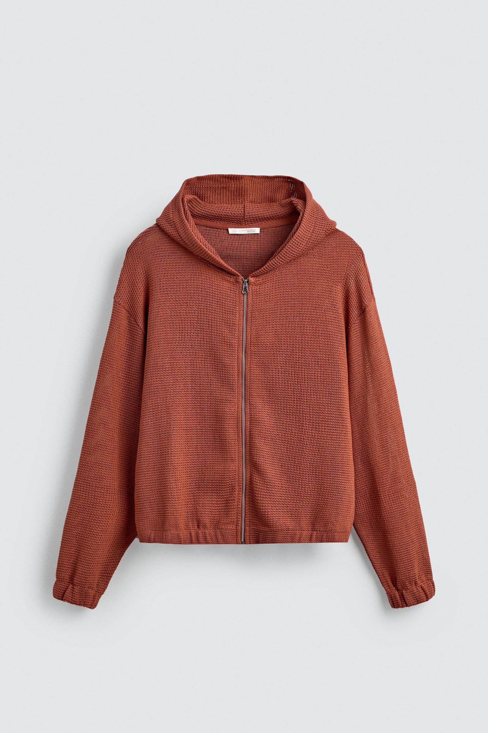 OPEN WEAVE HOODED SWEATSHIRT Product Image