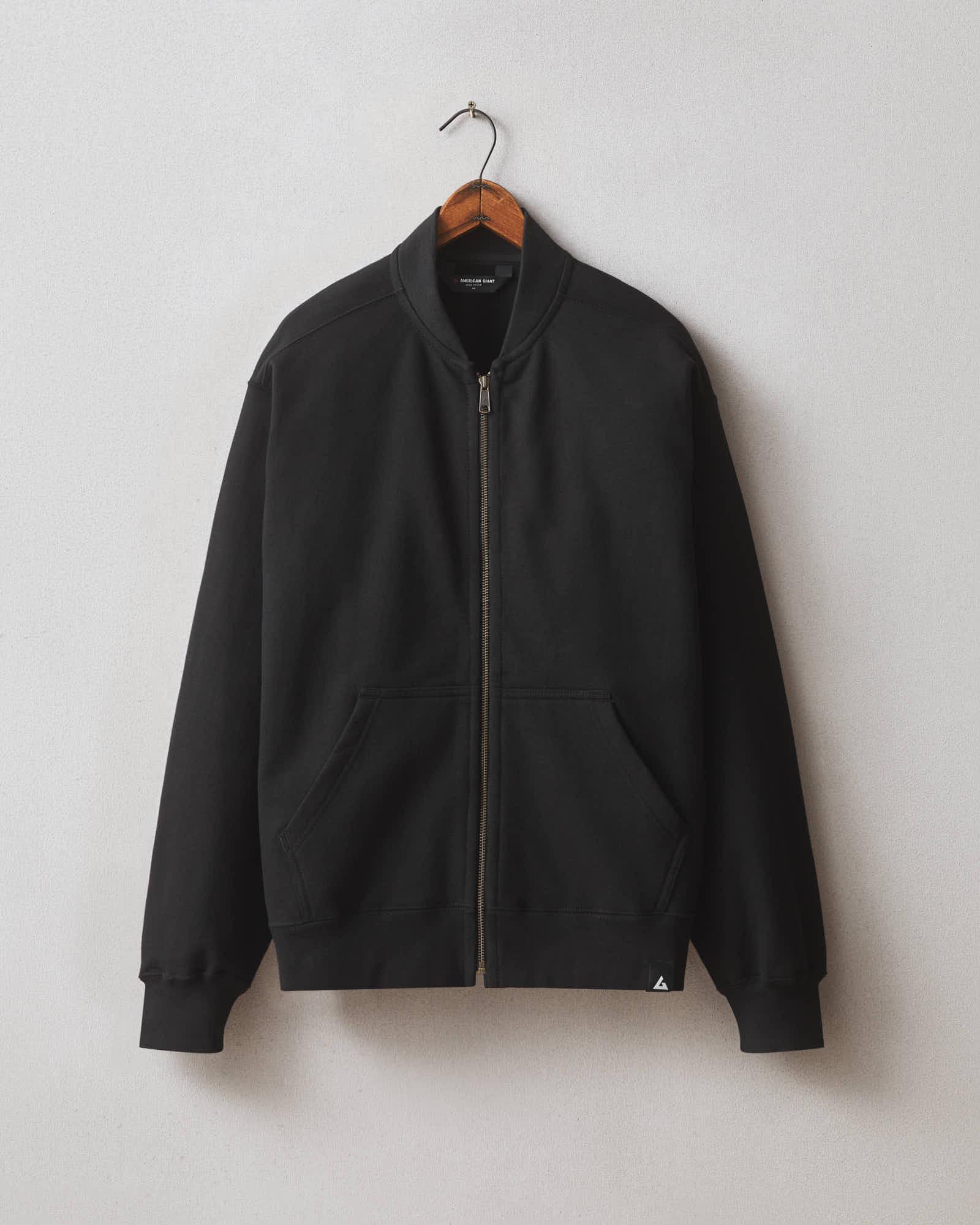 Fleece Bomber Jacket - Black Product Image