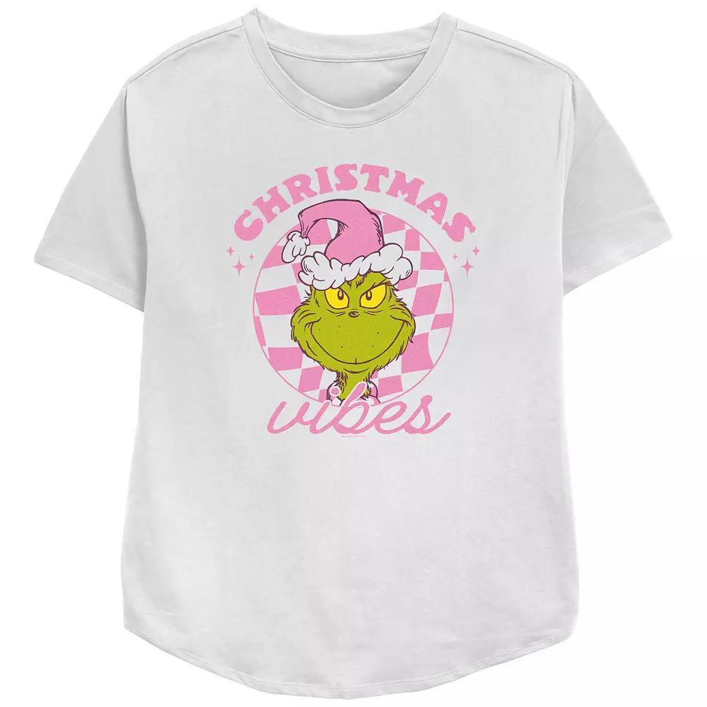 Women's Dr. Seuss Grinch Christmas Vibes Relaxed Fit Graphic Tee,  Product Image