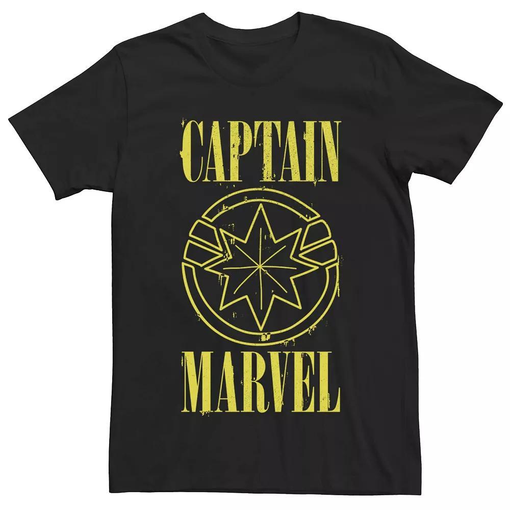Men's Captain Marvel Yellow Spray Paint Tee,  Product Image