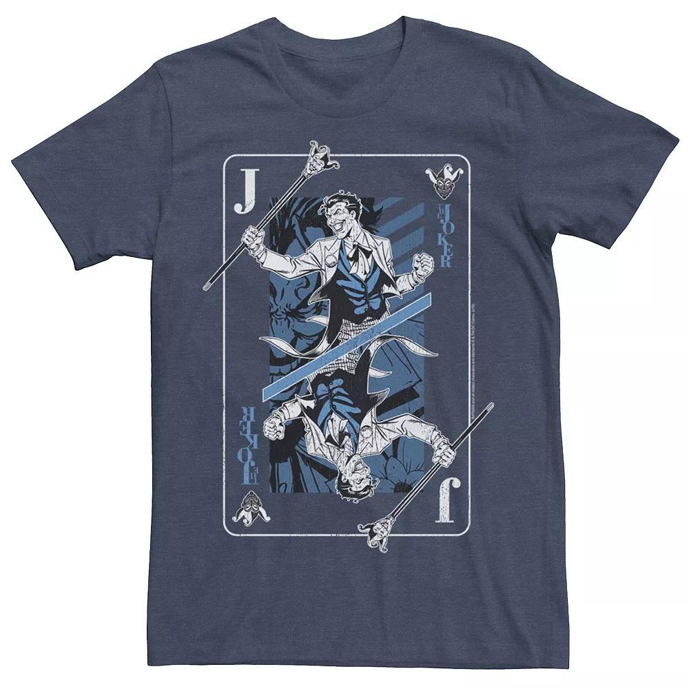 Men's DC Comics The Joker Playing Card Tee, Size: Large, Navy Grey Product Image