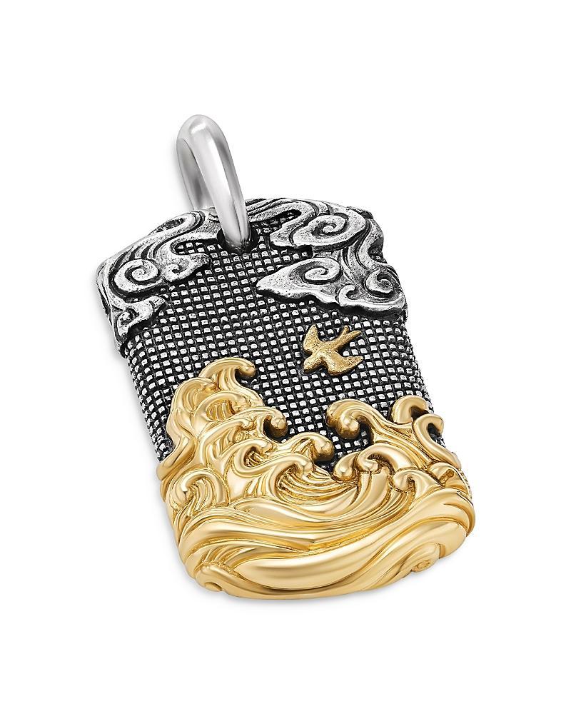 Mens Waves Tag in Sterling Silver with 18K Yellow Gold, 42MM Product Image