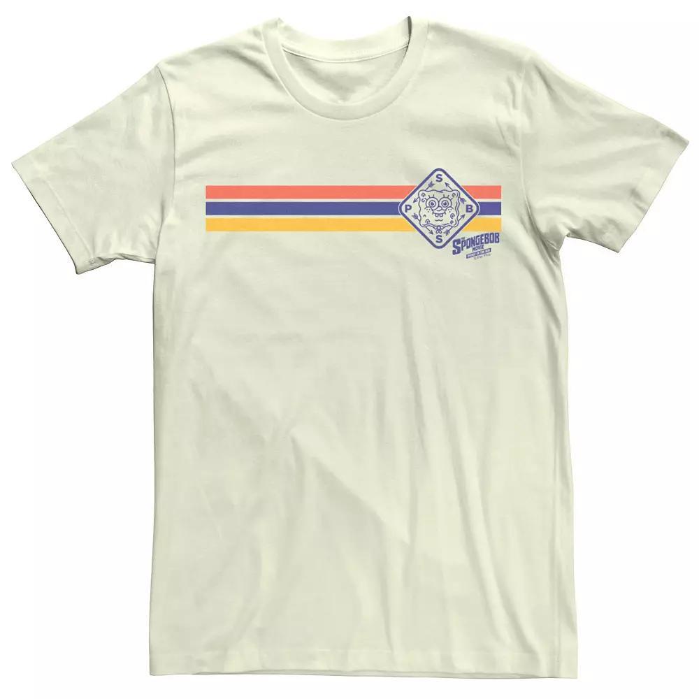 Men's SpongeBob Sponge On The Run Colorful Stripes Badge Tee,  Product Image