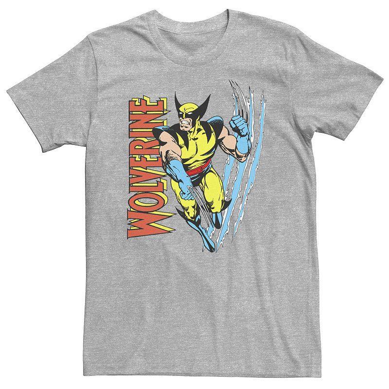 Big & Tall Marvel X-Men Wolverine Vintage Claw Slice Tee, Men's, Size: 3XL Tall, Athletic Grey Product Image