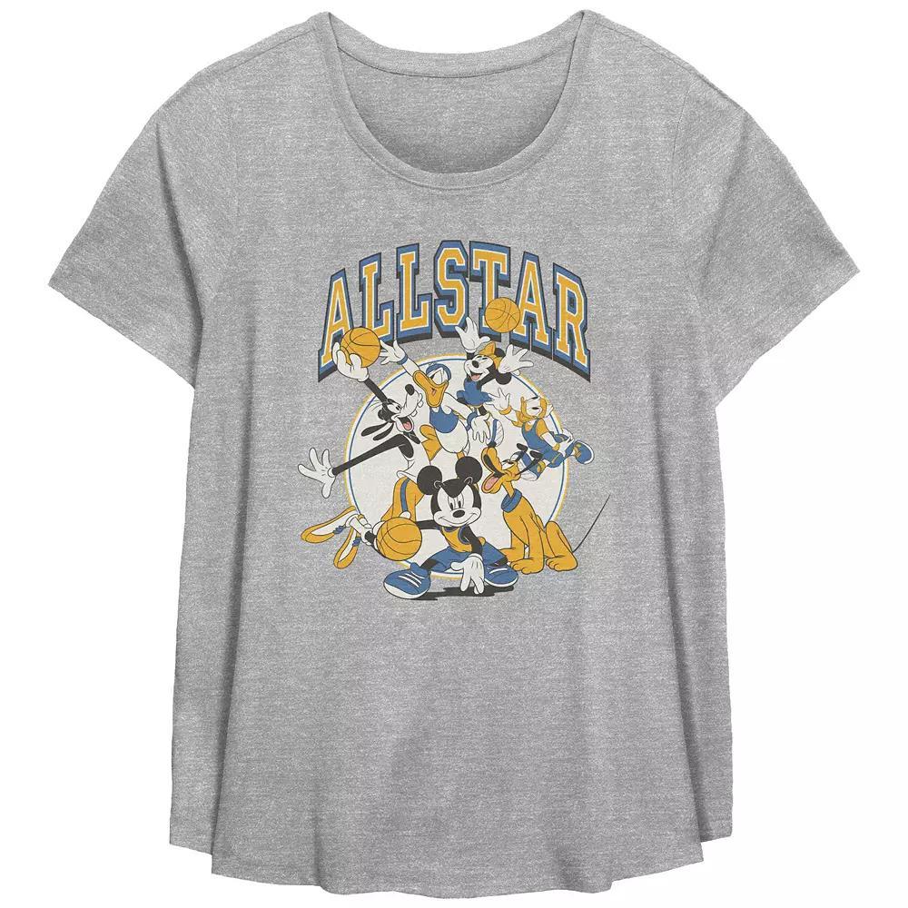 Disney's Mickey Mouse And Friends AllStar Plus Size Flowy Graphic Tee, Women's, Size: 2XL, Grey Gray Product Image