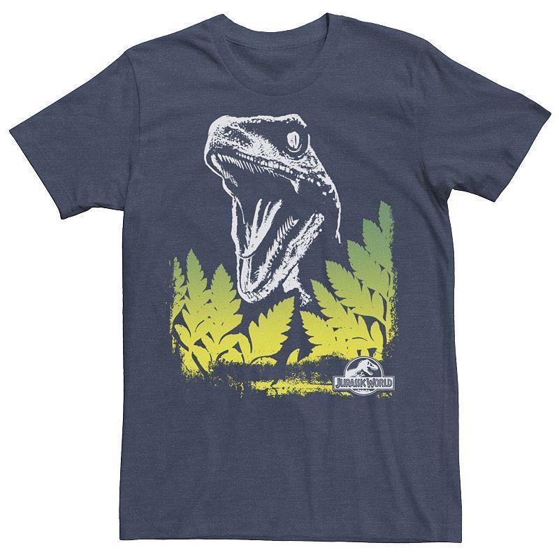 Men's Jurassic World Raptor Roaring Behind Bushes Graphic Tee, Size: 3XL, Grey Heather Product Image