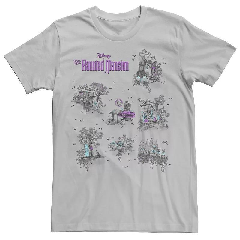 Men's The Haunted Mansion Map Graphic Tee, Size: XS, Athletic Grey Product Image