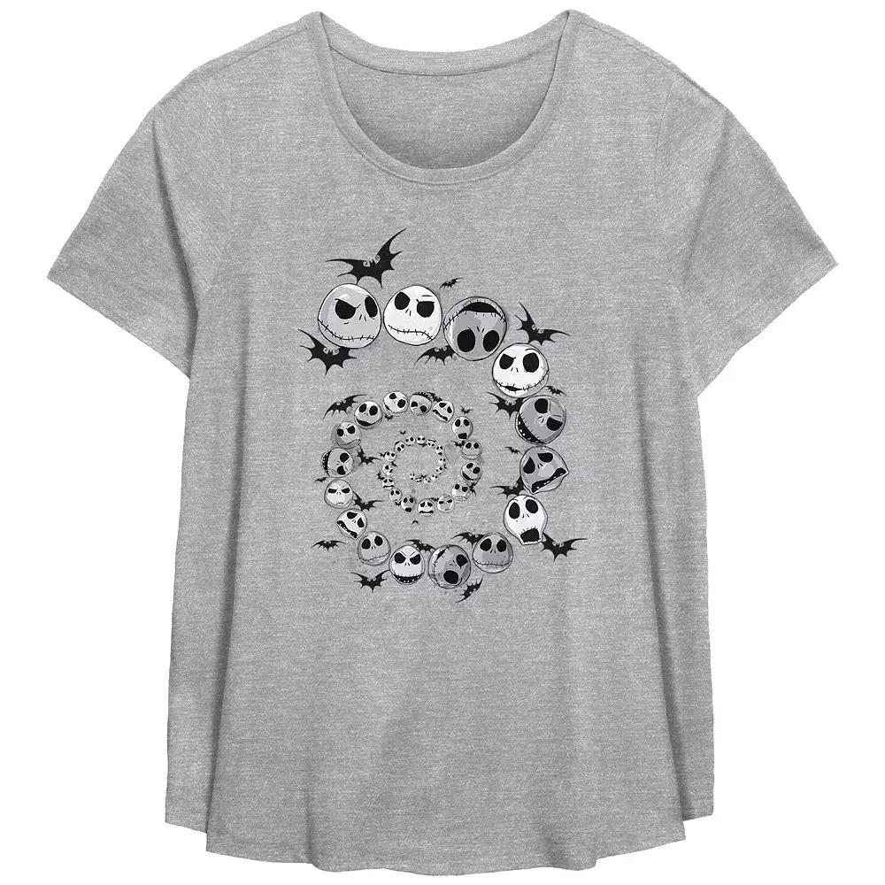 Disney's The Nightmare Before Christmas Jack Skellington And Bats Spiral Plus Size Flowy Graphic Tee, Women's, Size: 5XL, Grey Gray Product Image