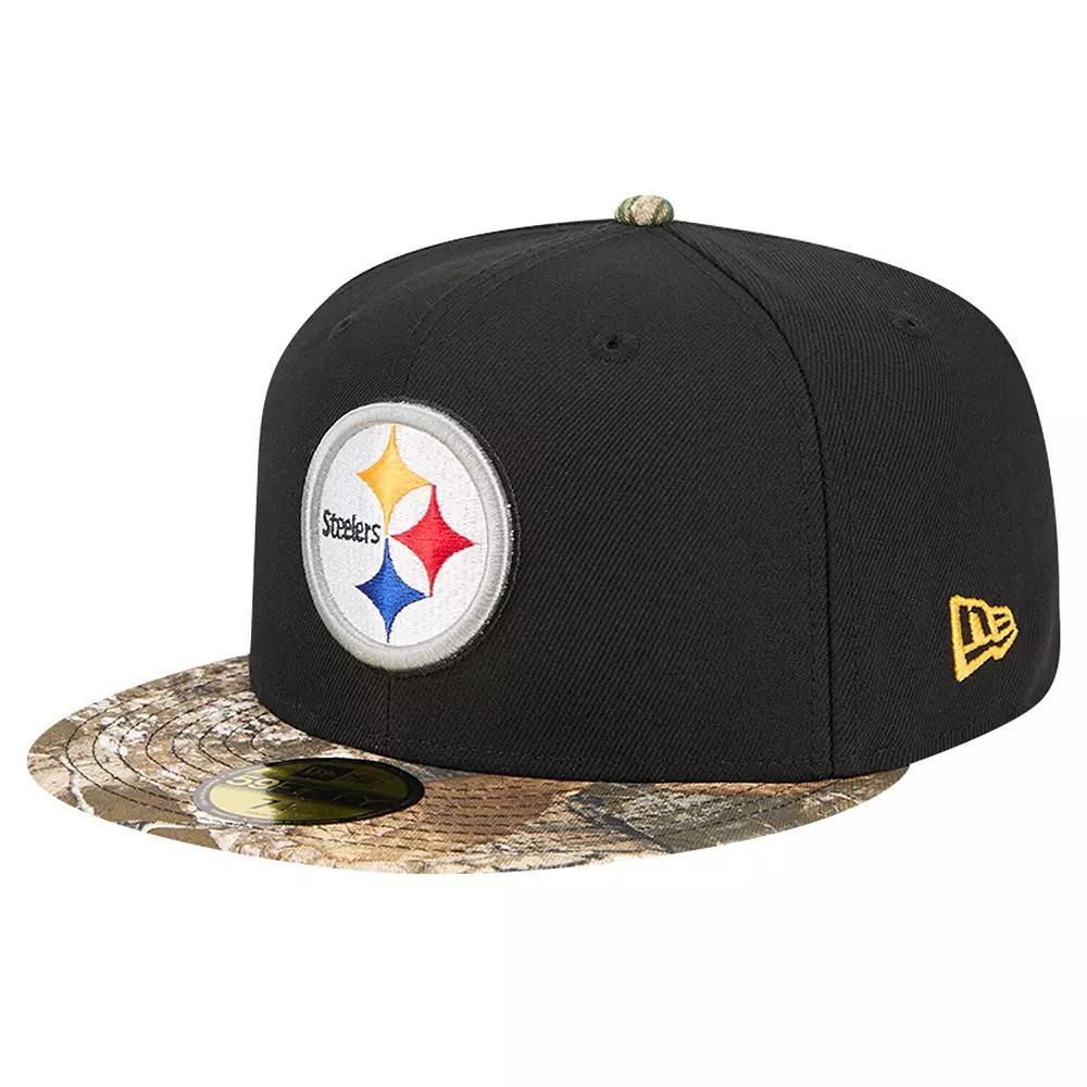 Men's New Era Black Pittsburgh Steelers Active Two-Tone Camo 59FIFTY Fitted Hat,  Product Image