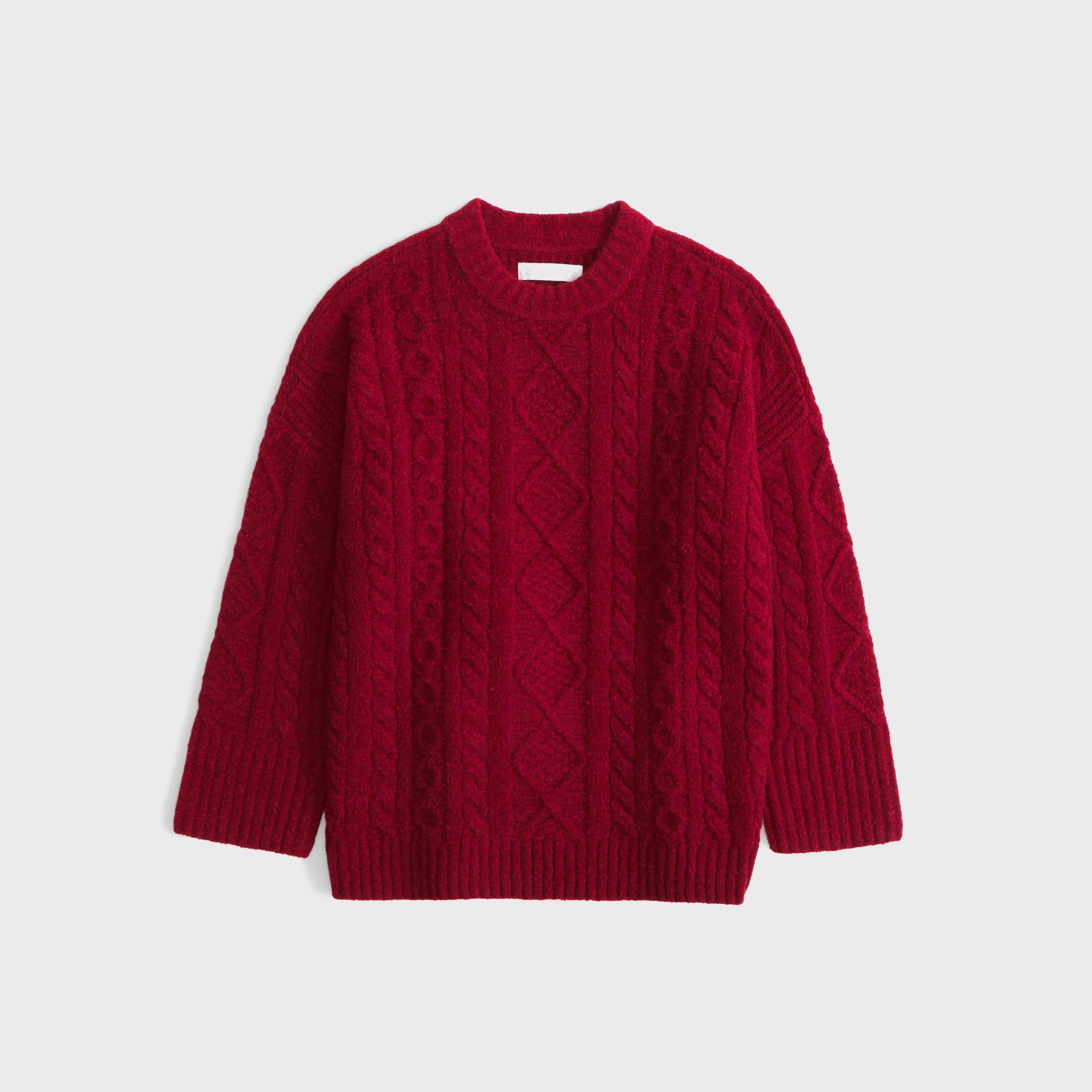 Relaxed Lounge Cable-Knit Crew Sweater Product Image