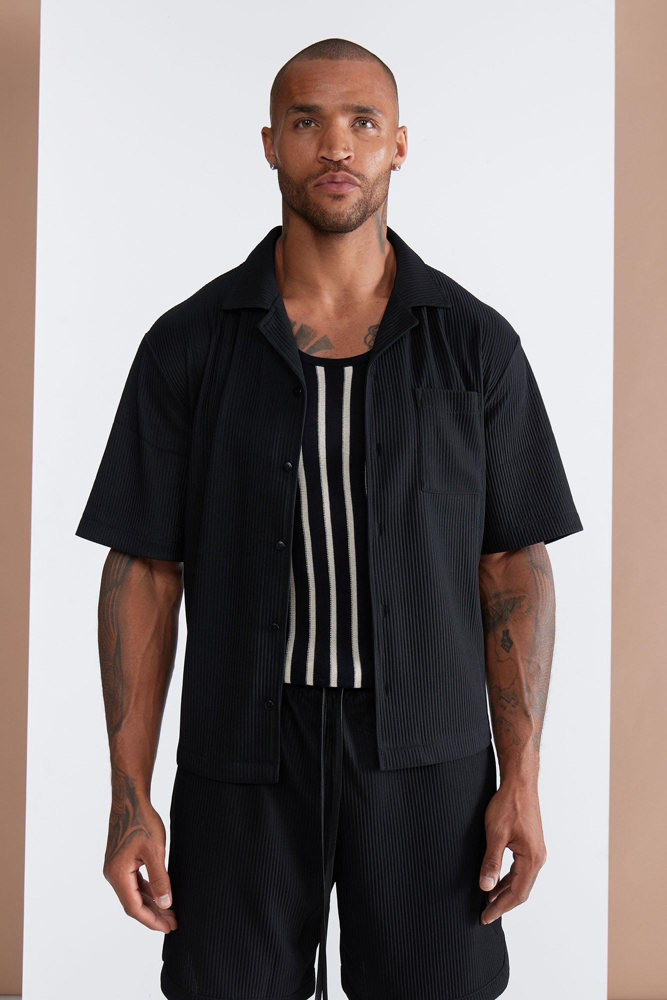 Show Up Short Sleeve Cuban Shirt - Black Product Image