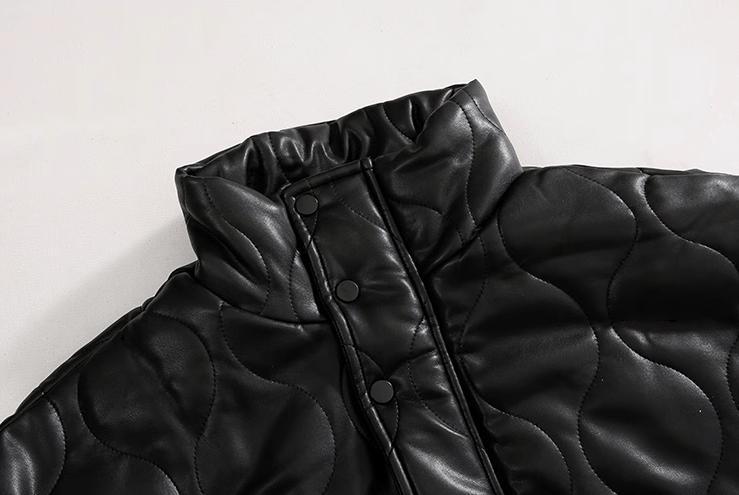 RT No. 10342 BLACK PATTERN STAND COLLAR LEATHER JK Product Image