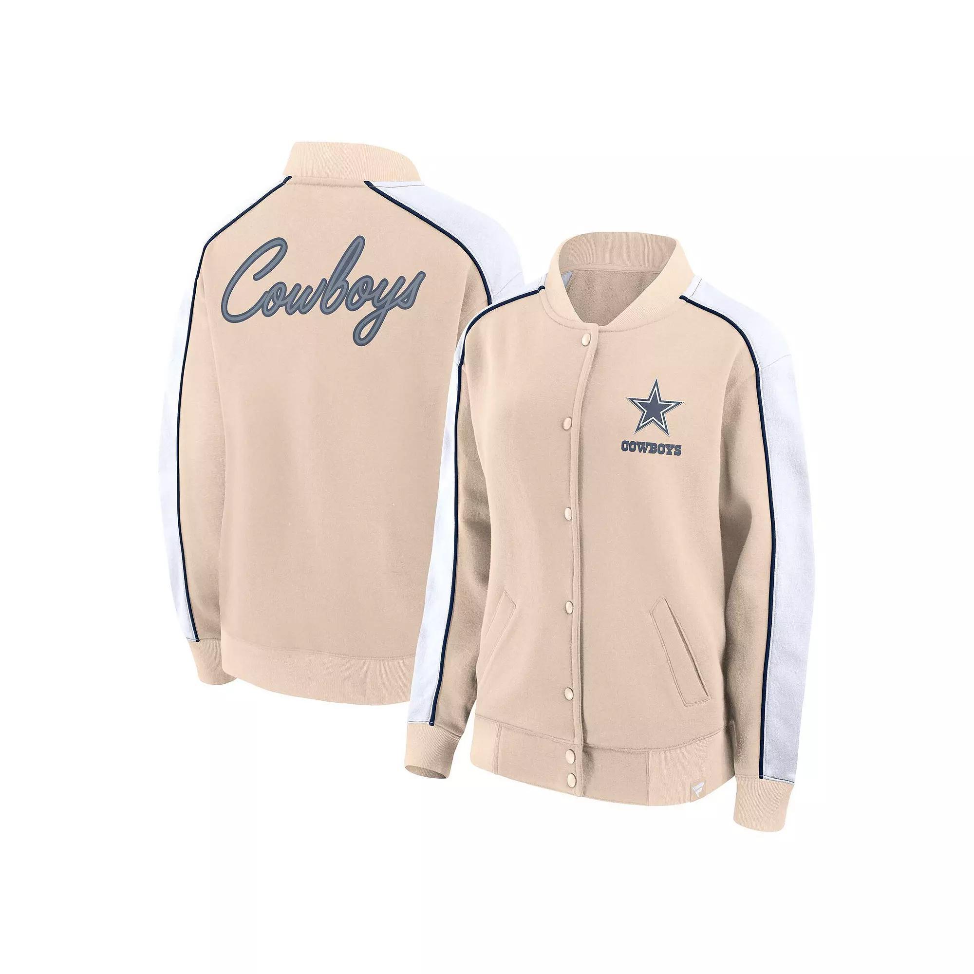 Women's Fanatics Branded Tan Dallas Cowboys Lounge Full-Snap Varsity Jacket, Size: Medium, Team Product Image