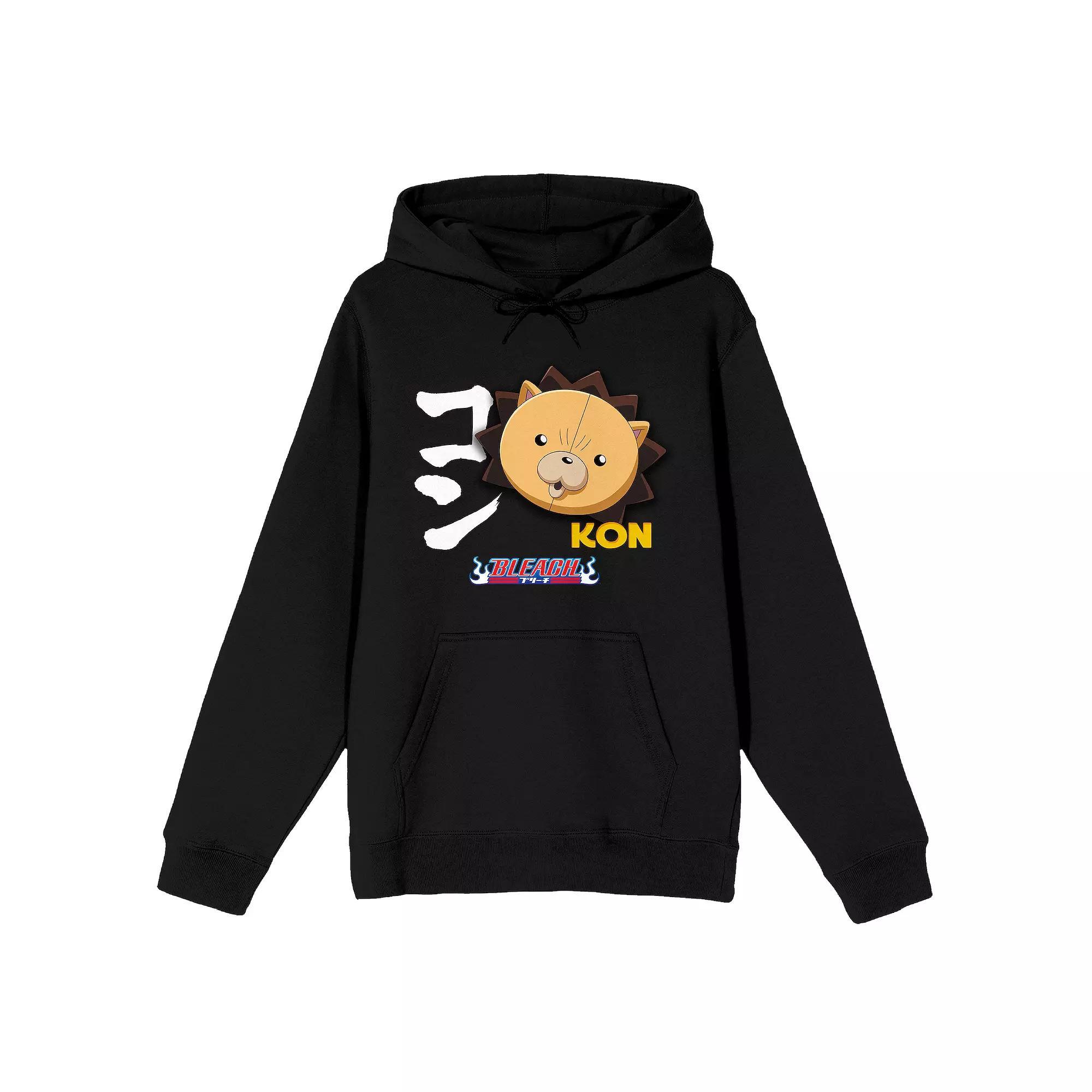 Men's Bleach Anime Kon Head with Kanji Graphic Hoodie, Size: Small, Black Product Image