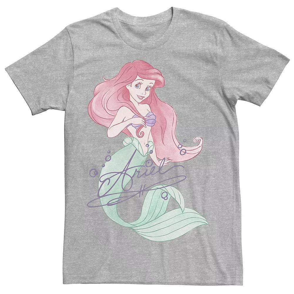 Disney's The Little Mermaid Ariel Men's Signed Portrait Tee, Size: XXL, Athletic Grey Product Image