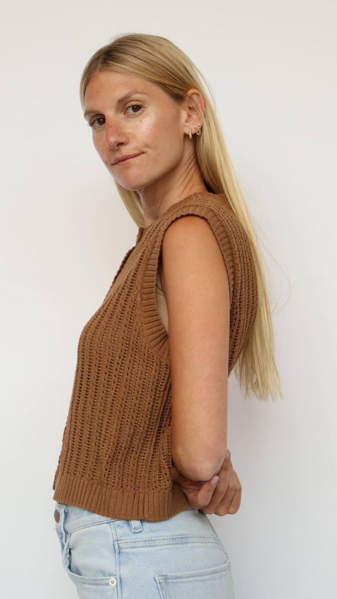 Classic Knit Button-Front Vest Product Image