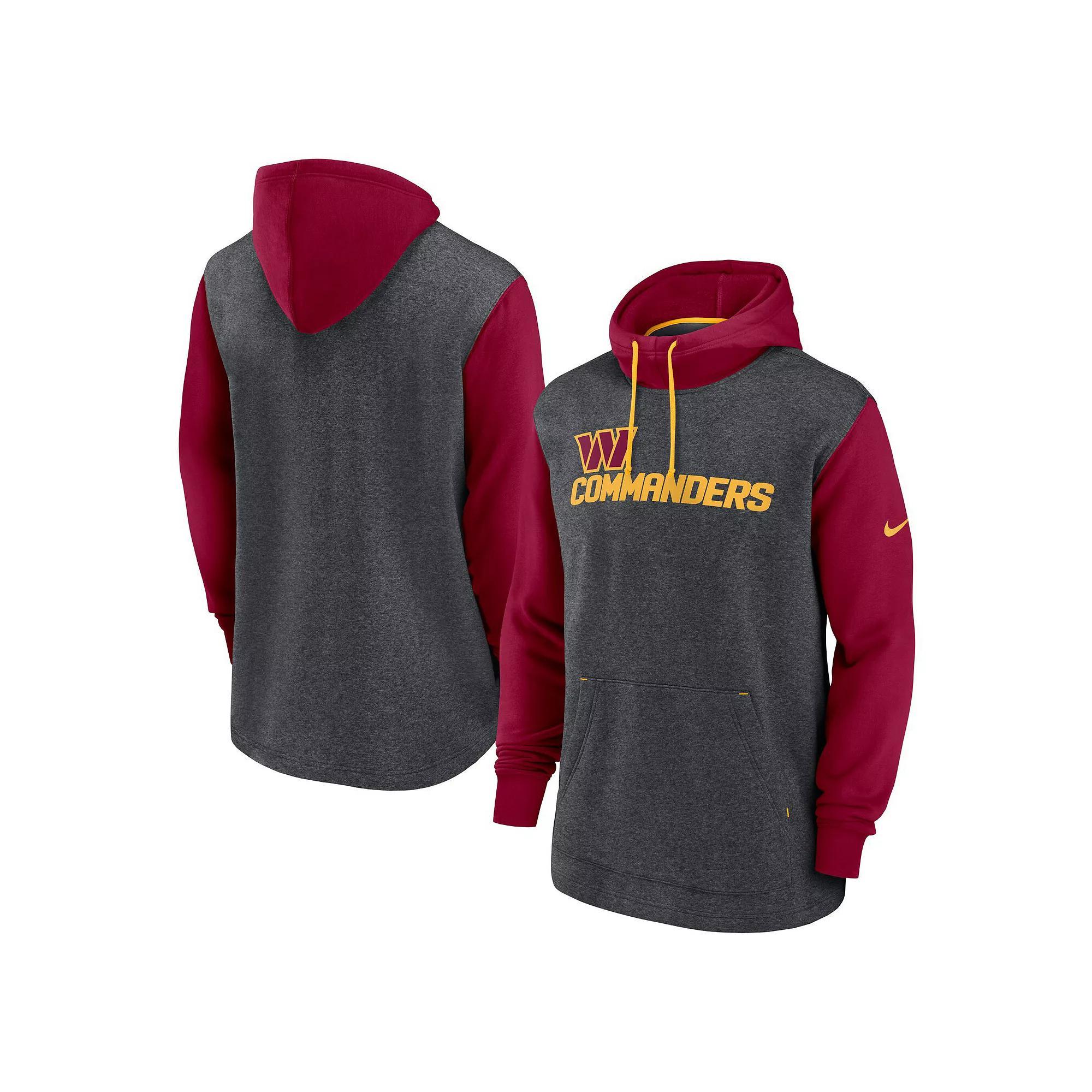 Men's Nike Heathered Charcoal/Burgundy Washington Commanders Surrey Legacy Pullover Hoodie, Size: Small, Wft Charco Product Image