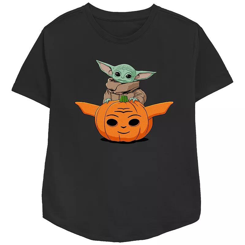 Womens Star Wars The Mandalorian Grogu Carved Pumpkin Relaxed Fit Graphic Tee Product Image