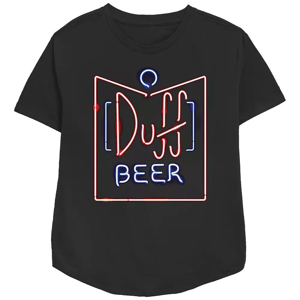 Women's The Simpsons Duff Bear Glowing Sign Relaxed Fit Graphic Tee, Girl's,  Product Image