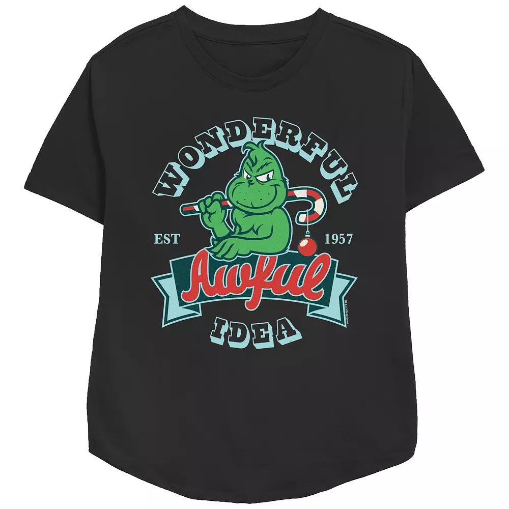 Women's Dr. Seuss Grinch Wonderful Awful Idea Relaxed Fit Graphic Tee, Size: XS, Black Product Image