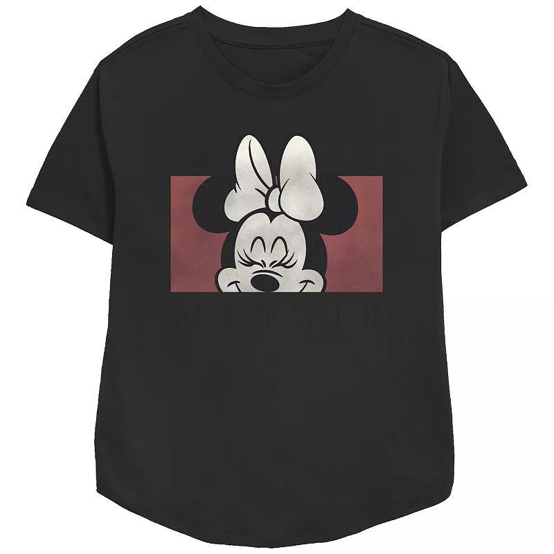 Disney's Minnie Mouse Cute Smile Women's Relaxed Fit Graphic Tee, Size: XS, Black Product Image