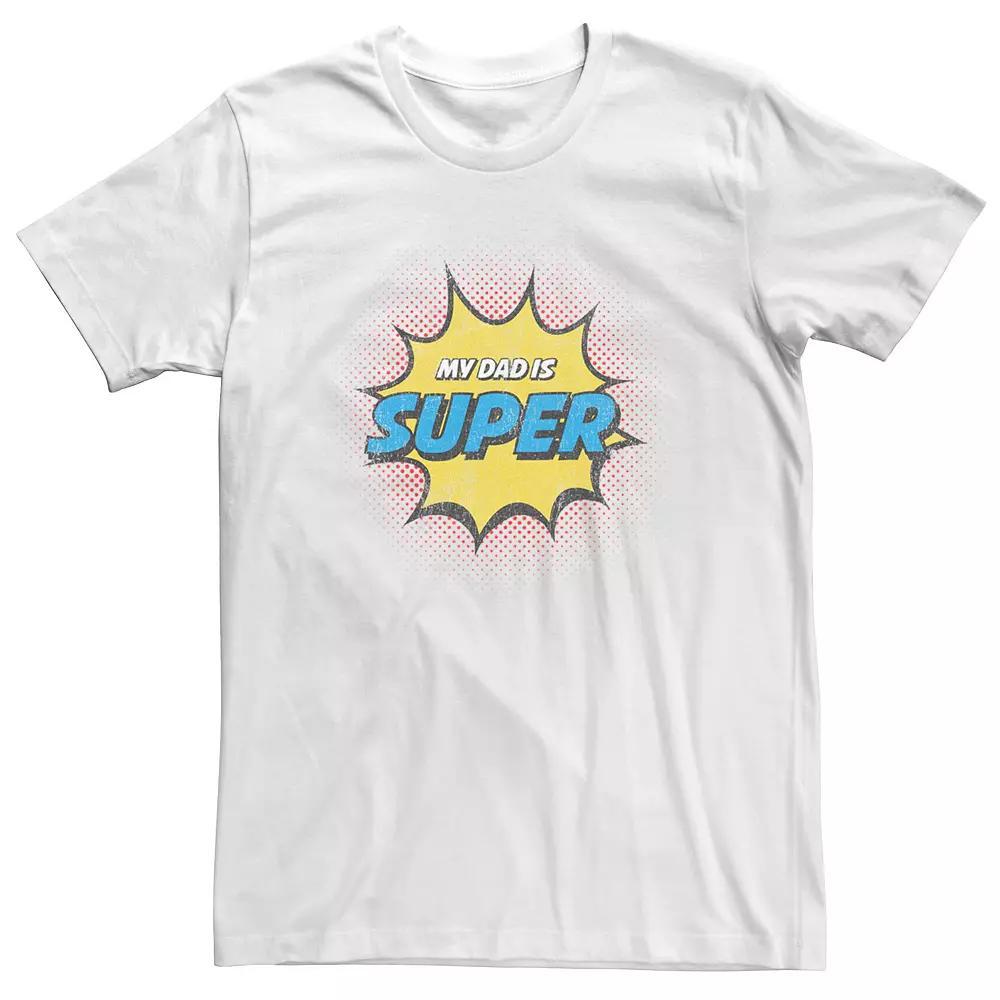 Big & Tall Father's Day "My Dad Is Super" Distressed Logo Tee, Men's, Size: 3XL Tall, White Product Image