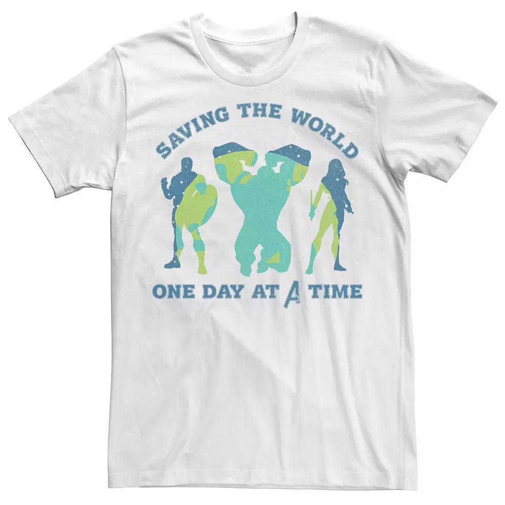 Men's Marvel Earth Day Avengers Saving The World Earth Fill Tee, Size: Large, White Product Image