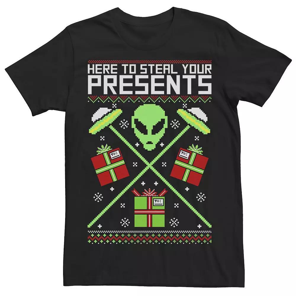 Men's Aliens Here To Steal Your Presents Knit Style Graphic Tee,  Product Image