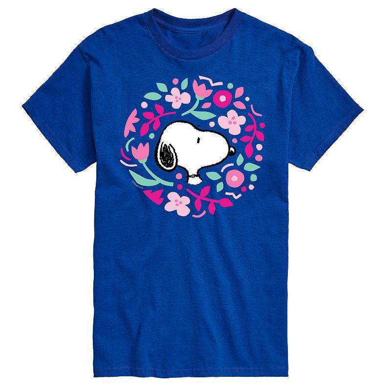 Big & Tall Peanuts Floral Circle Tee, Men's, Size: 3XL Tall, Blue Product Image