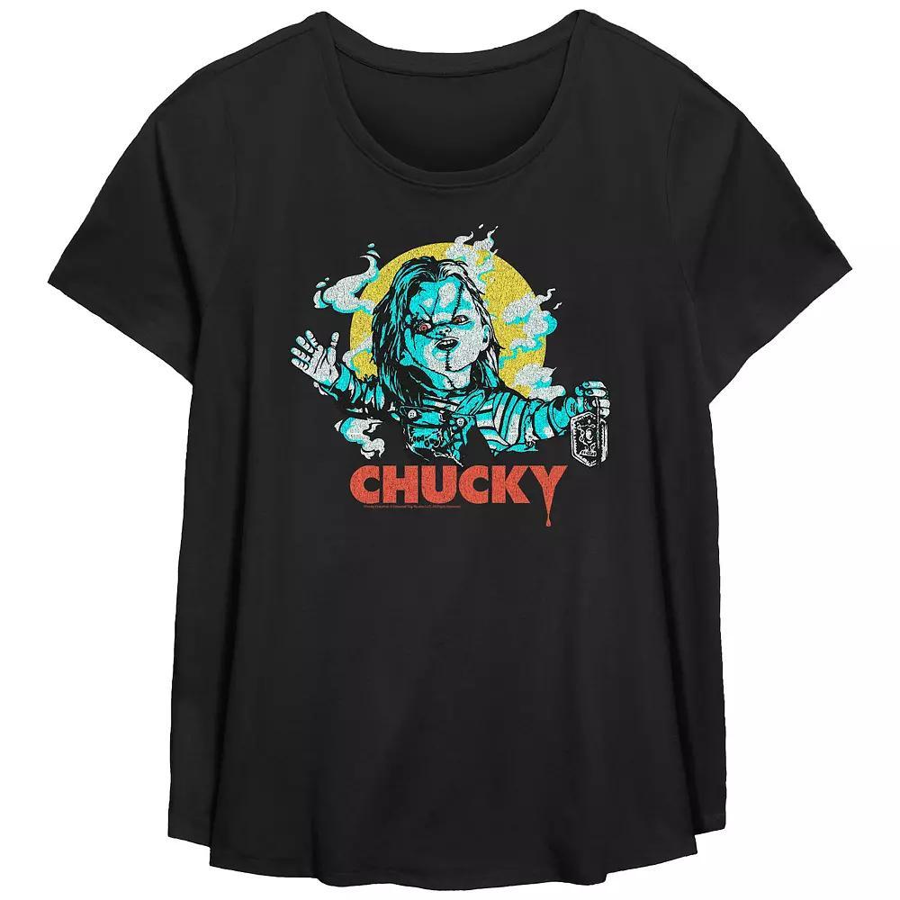 Plus Size Chucky Is Here Flowy Graphic Tee, Women's, Size: 1XL, Black Product Image