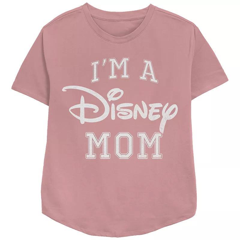 Disney's I'm A Disney Mom Varsity Style Relaxed Fit Women's Graphic Tee, Size: XL, Pink Product Image