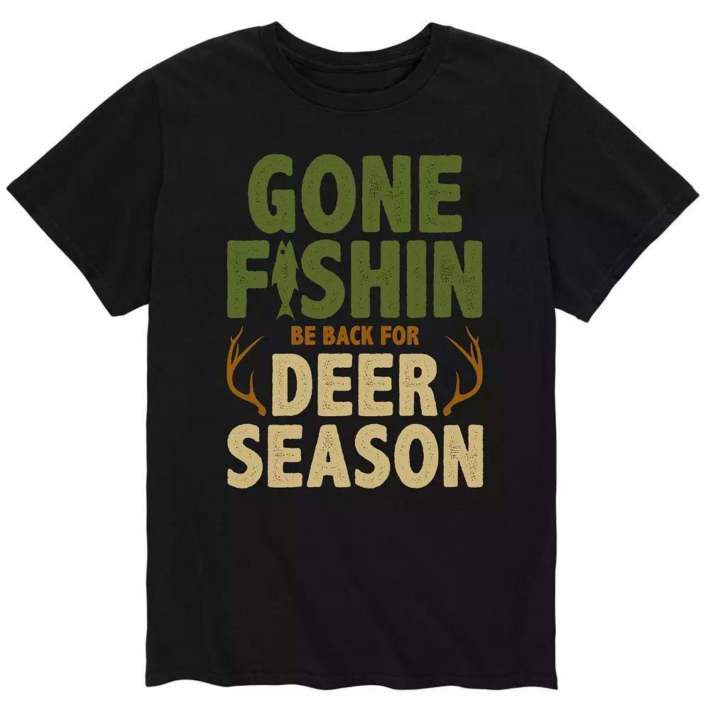 Men's "Gone Fishin Be Back For Deer Season" Tee, Size: XL, Blue Product Image