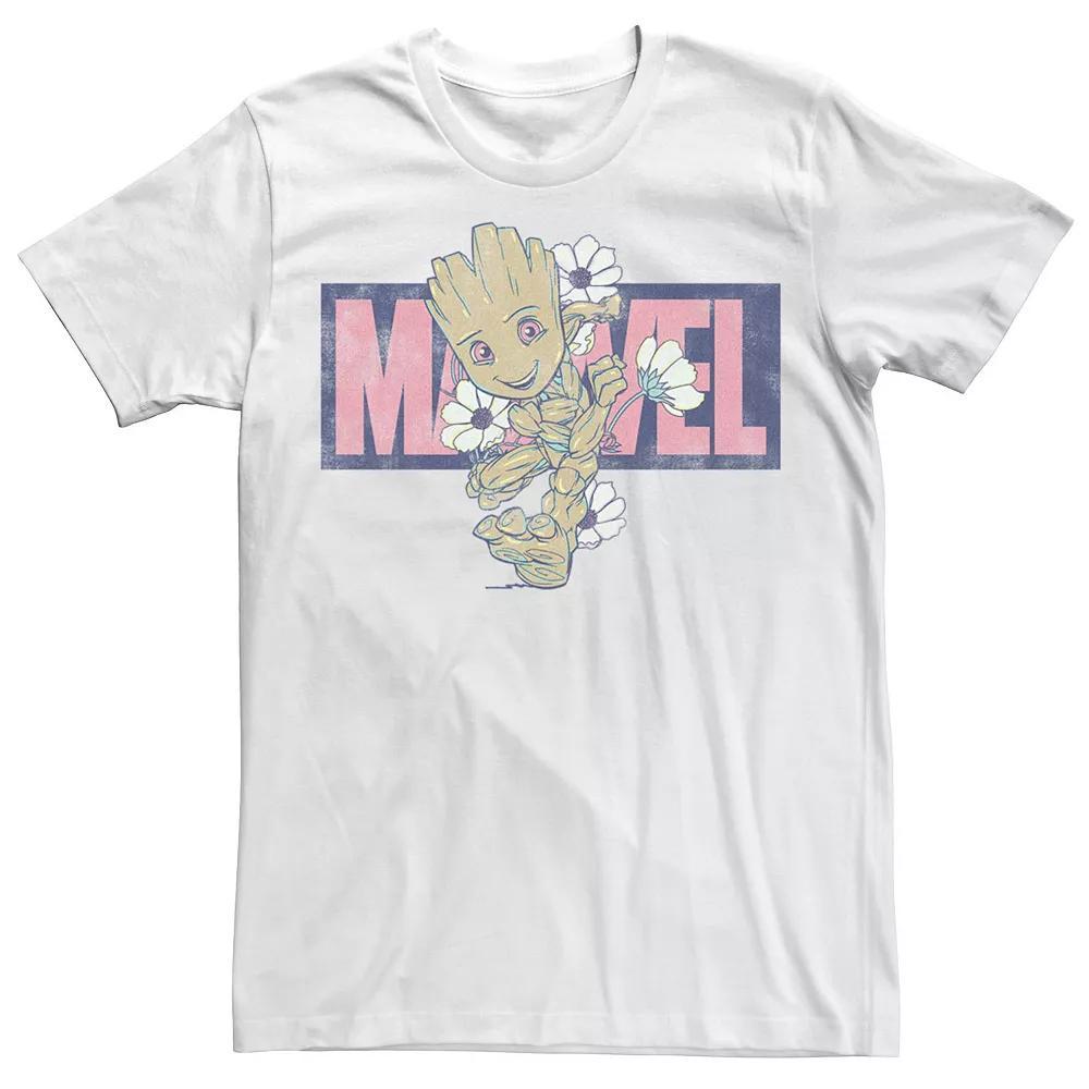 Men's Marvel Groot Running Floral Tee, Size: XXL, White Product Image