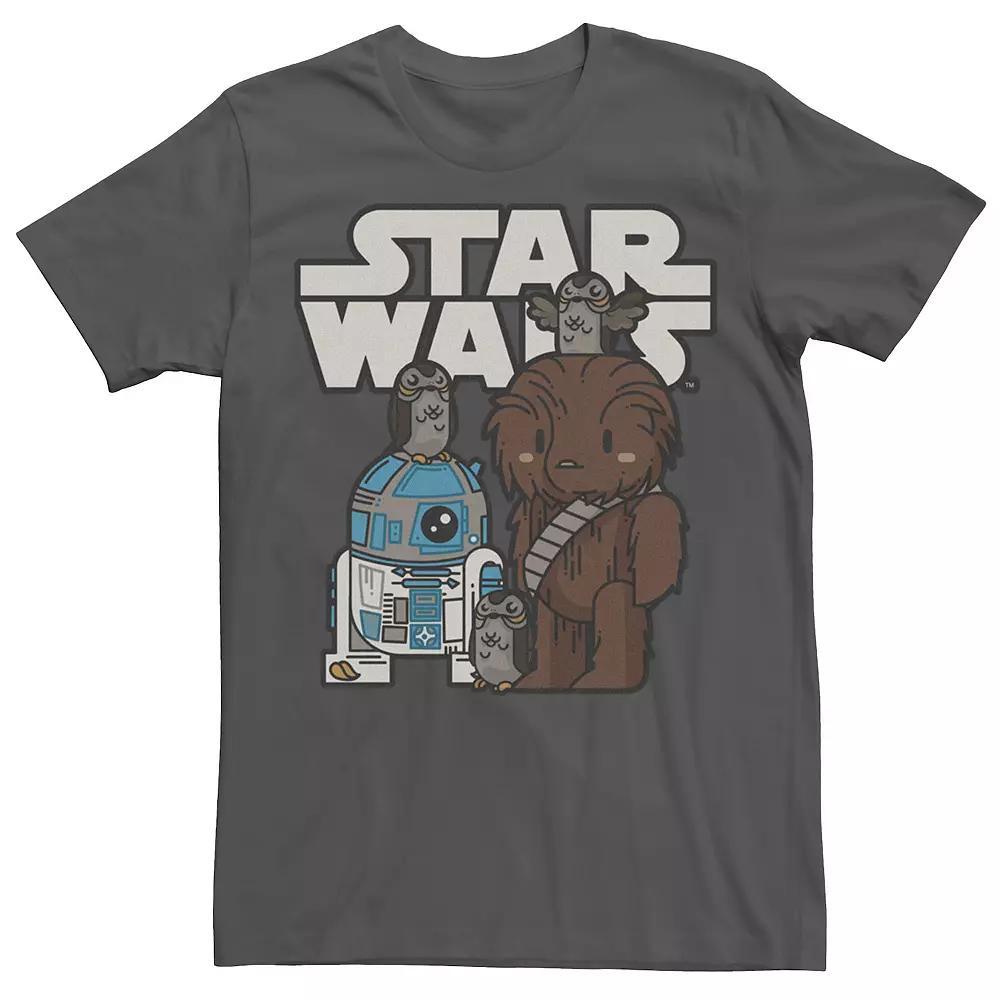 Men's Star Wars Last Jedi R2-D2, Porgs, and Chewie Cutie Cartoon Tee,  Product Image