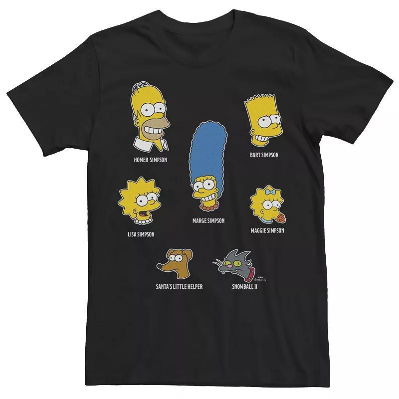 Men's The Simpsons Family Faces Tee, Size: XL, Black Product Image