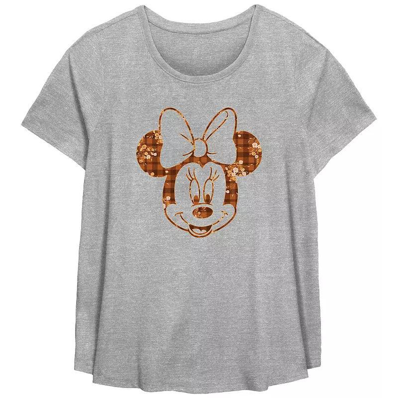 Disney's Minnie Mouse Plaid Floral Print Plus Size Flowy Graphic Tee, Women's, Size: 5XL, Grey Gray Product Image