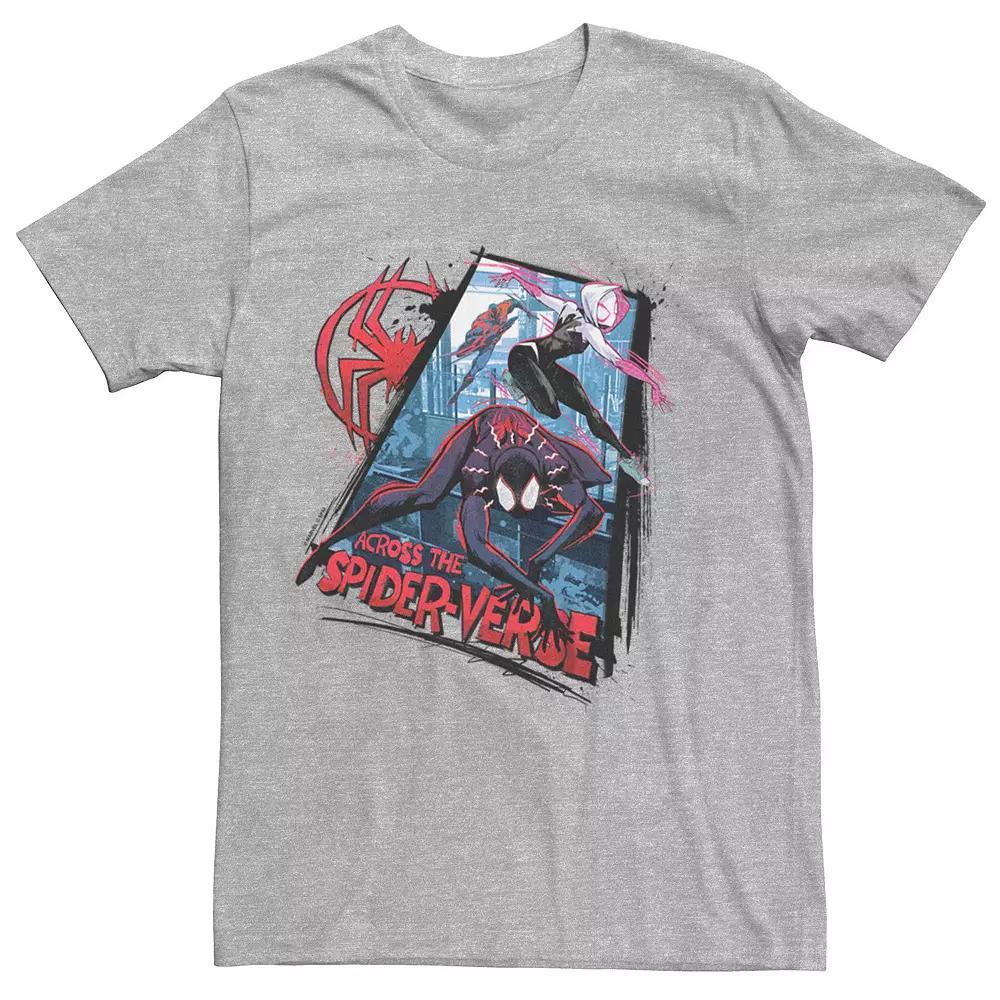 Men's Marvel Spiderman Across The Spider Verse Action Poster Graphic Tee, Size: XL, Athletic Grey Product Image