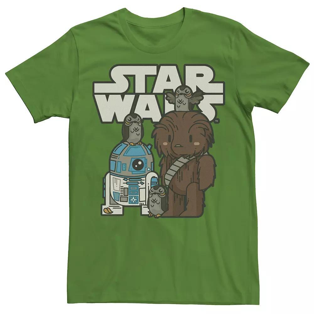 Men's Star Wars Last Jedi R2-D2, Porgs, and Chewie Cutie Cartoon Tee,  Product Image
