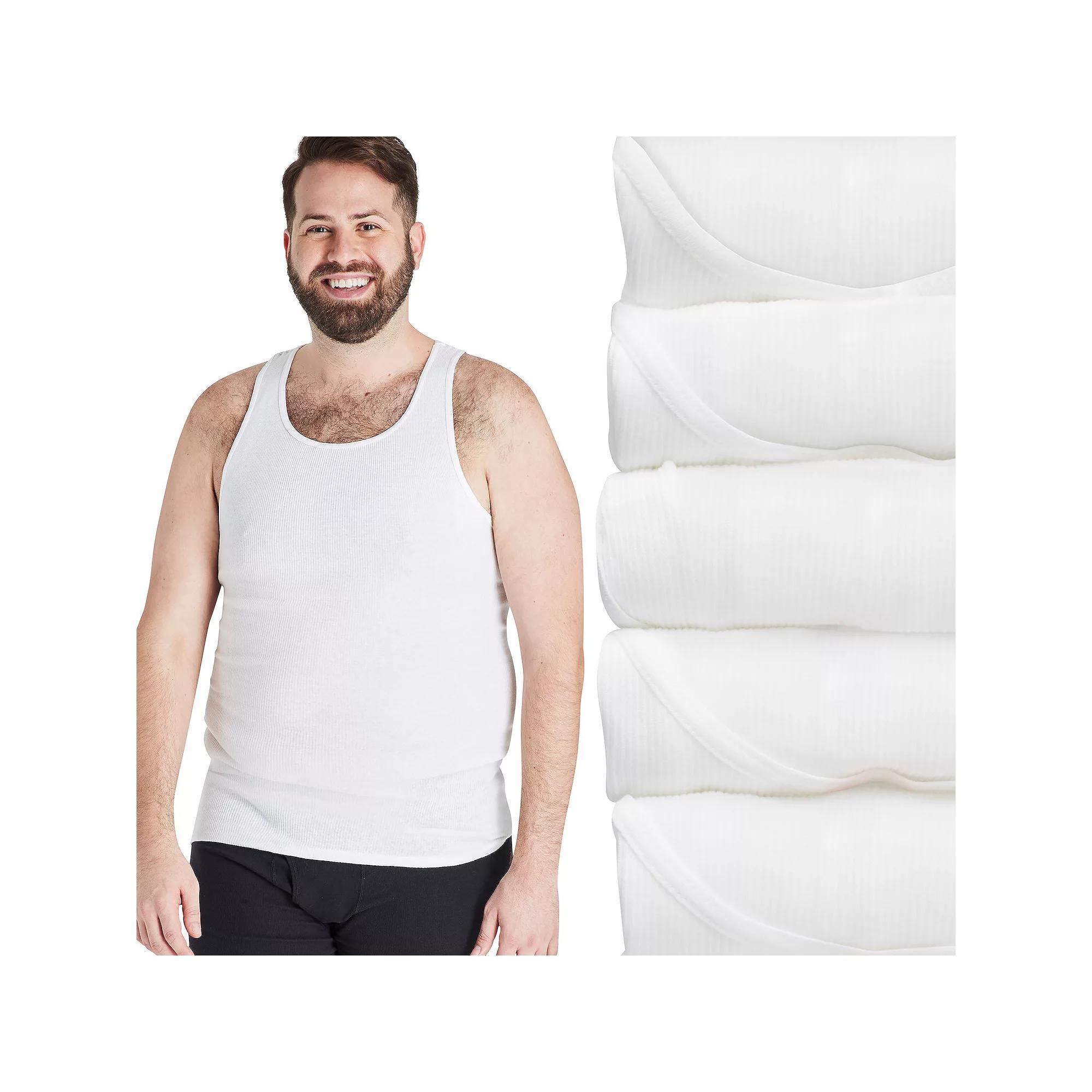 Big &amp; Tall Hanes Ultimate 5-Pack Men&#x27;s White Cotton Tank Undershirt, Size: 3XB Product Image