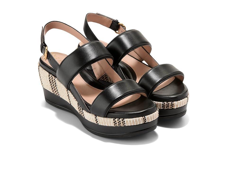 Cole Haan Aislin Wedge Sandal Leather/Canvas) Women's Sandals Product Image