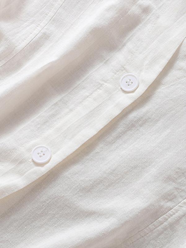 Loose Sleeveless Buttoned Solid Color V-Neck Vest Top Product Image